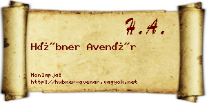 Hübner Avenár névjegykártya